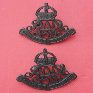 (Australia) Royal Australian Artillery - King's Crown Bronzed Collar Badges.
