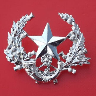 The Cameronians - Silver Anodised Cap Badge.