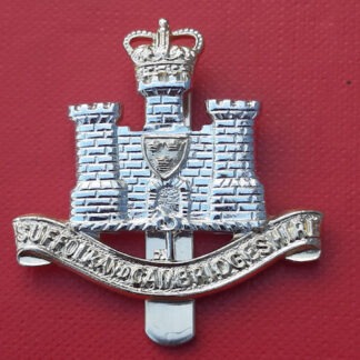 The Suffolk & Cambridgeshire Regiment - Gold & Silver Anodised Cap Badge.