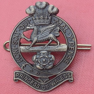 The Princess Of Wales's Royal Regiment - Queen's Crown Bronzed Cap Badge.