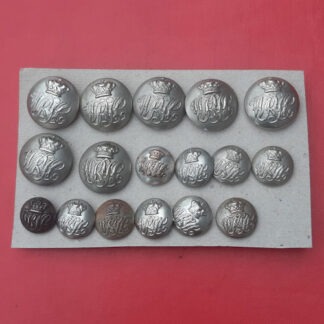 The West Kent Yeomanry Cavalry - Queen Victoria's Crown White Metal Buttons.