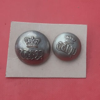 The Warwickshire Yeomanry - Queen Victoria's Crown White Metal Buttons.