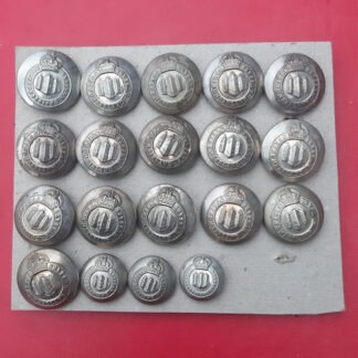 The Northumberland Hussars Yeomanry - King's Crown White Metal Buttons.