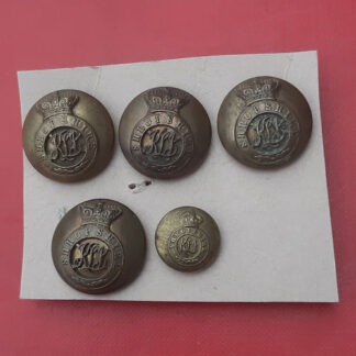 The King's Shropshire Light Infantry Yeomanry - Queen Victoria's Crown Officer's Brass Buttons.