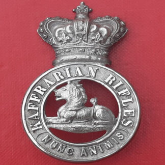 (South Africa) The Kaffarian Rifles - Queen Victoria's Crown White Metal Cap Badge.