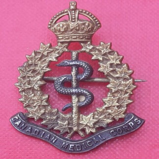(Canada) The Royal Canadian Medical Corps - King's Crown Silver & Gilt Cap Badge.