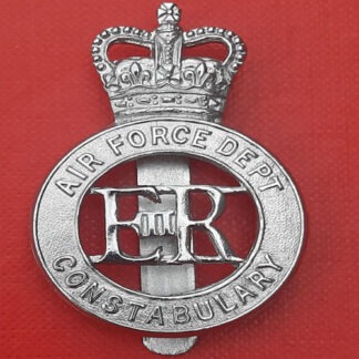 Air Force Department Constabulary - Queen's Crown White Metal Cap Badge.