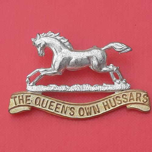 The Queen's Own Hussars - Silver & Gilt Officer's Cap Badge.