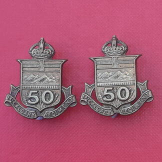 (Canada) 50th Batallion Calgary Alberta Regiment - King's Crown Collar Badges.