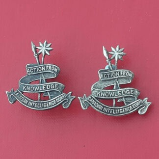 (Canada) The Canadian Intelligence Corps - White Metal Collar Badges.