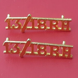 The 13th /18th Royal Hussars - Gold "New Improved Metal" Shoulder Titles.