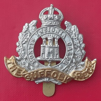 The Suffolk Regiment - King's Crown Bi Metal Cap Badge.