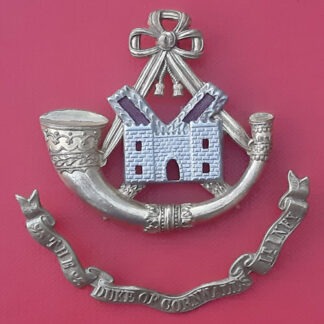 The Duke Of Cornwall's Light Infantry - Officer's 2 Piece Silver & Gilt Forage Cap Badge.