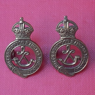 Notts Sherwood Rangers Yeomanry - King's Crown Gilding Metal Collar Badges.