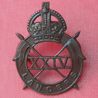 24th Lancers - Officer's Service Dress Collar Badge.