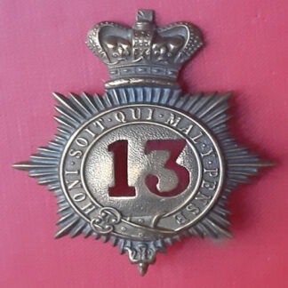 13th Regiment Of Foot  (1st Somersetshire) - Queen Victoria's Crown Gilding Metal Quilted Shako Plate.