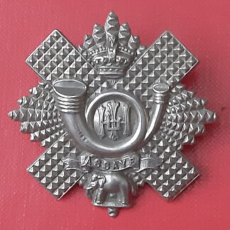 The Highland Light Infantry - Queen Victoria's Crown White Metal Cap Badge.