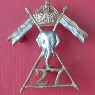 27th Lancers - Bi Metal Lugged Cap Badge.