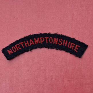 Northamptonshire - Red On Black Woven Cloth Shoulder Title.
