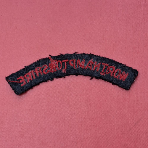 Northamptonshire - Red On Black Woven Cloth Shoulder Title. - Image 2