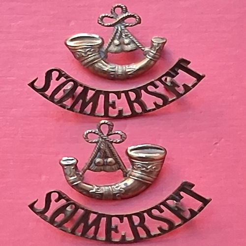 The Somerset Light Infantry - Pair Of Gilding Metal Shoulder Titles.