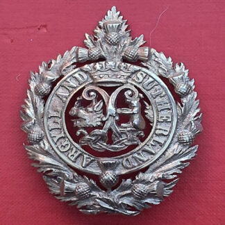 The Argyll & Sutherland Highlanders - Fretted S.N.C.O's  Silver Plate Cap Badge.