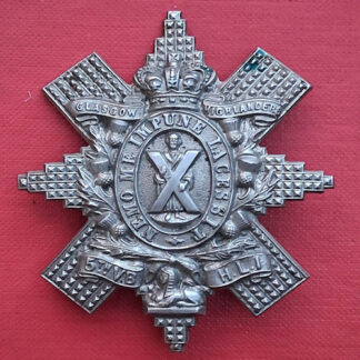 The Glasgow Highlanders 5th Volunteer Bn The Highland Light Infantry - Queen Victoria's Crown White Metal Cap Badge.