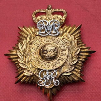 The Royal Marines Band Portsmouth - Queen's Crown Gilding Metal Helmet Plate.