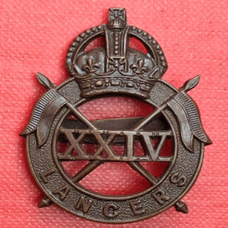 24th Lancers - King's Crown Officer's Sevice Dress Cap Badge.