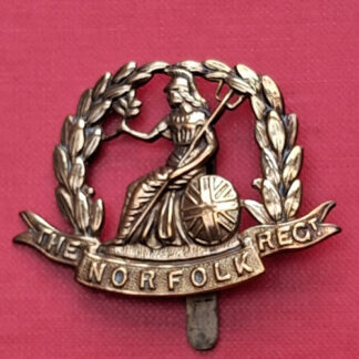 The Norfolk Regiment - WW1 Economy Issue Gilding Metal Cap Badge.