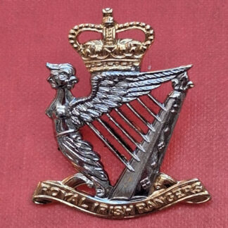 The Royal Irish Rangers - Queen's Crown Bi Metal Cap Badge.