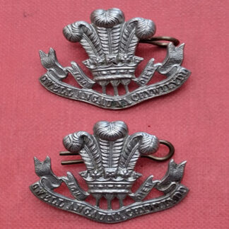 The Welsh Regiment - White Metal Collar Badges.