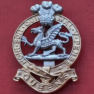 The Queen's Regiment - Gold & Silver Anodised Cap Badge.