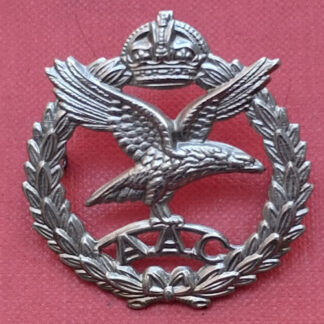 The Army Air Corps - King's Crown White Metal Cap Badge.