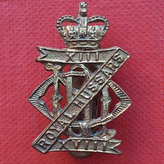 The 13th/18th Hussars - Queen's Crown Gilding Metal Cap Badge.