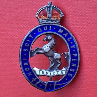 Queen's Own West Kent Regiment - King's Crown Sterling Silver Enamelled Sweetheart Badge.