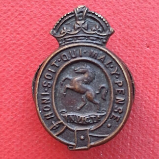 Queen's Own West Kent Regiment - King's Crown Gilding Metal Button Hole Badge.