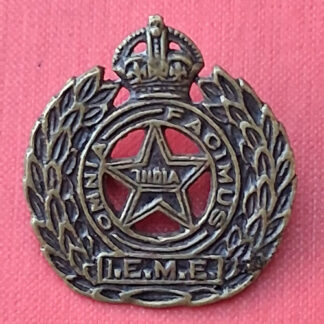 (India) The Indian Electrical Mechanical Engineers - King's Crown Cast Brass Cap Badge.