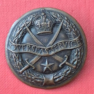 (India) Overseas Service - King's Crown Bronzed Pin Back Badge.