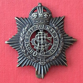 (India) Indian Army Service Corps - King's Crown Blackened Brass Cap Badge.