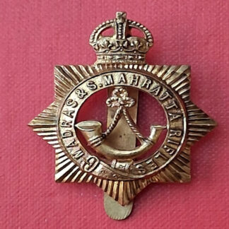 (India) Madras & South Mahratta Rifles - King's Crown Gilding Metal Cap Badge.