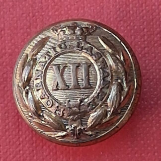 (India) 12th Bengal Infantry - Queen Victoria's Crown Officer's Gilt Button.