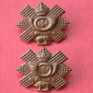 The Highland Light Infantry - King's Crown Officer's Service Dress Collar Badges.