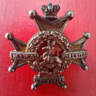 The Sherwood Foresters (Notts & Derby) - Queen Victoria's Crown Officer Quality White Metal Collar Badge.