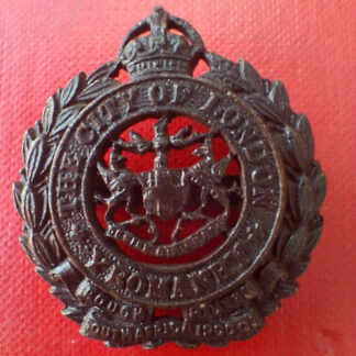 The City Of London Yeomanry - King's Crown Officer's Small Service Dress Cap Badge.