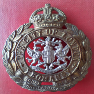 The City Of London Yeomanry - King's Crown Bi Metal Cap Badge.