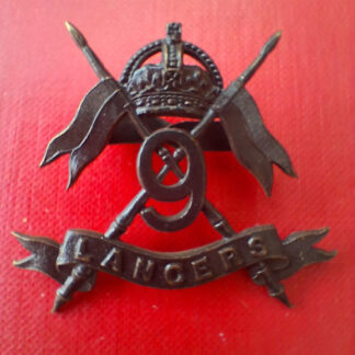 9th Lancers -  King's Crown Officer's Service Dress Cap Badge.