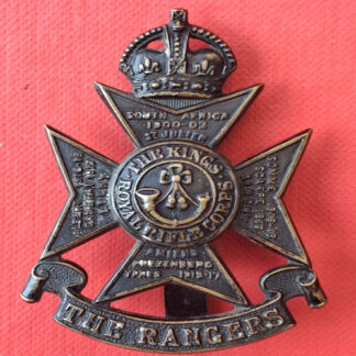 12th Battalion Rangers - King's Crown Blackened Brass Cap Badge.