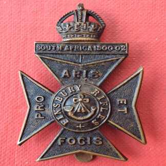 11th Battalion Finsbury Rifles - King's Crown Blackened Brass Cap Badge.