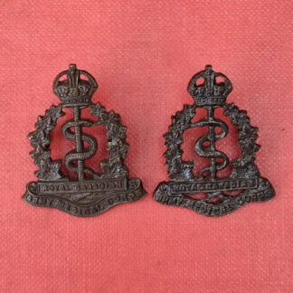(Canada) The Royal Canadian Army Medical Corps - King's Crown Officer's Service Dress Collar Badges.